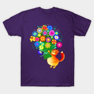 Cat with bouquet of flowers T-Shirt